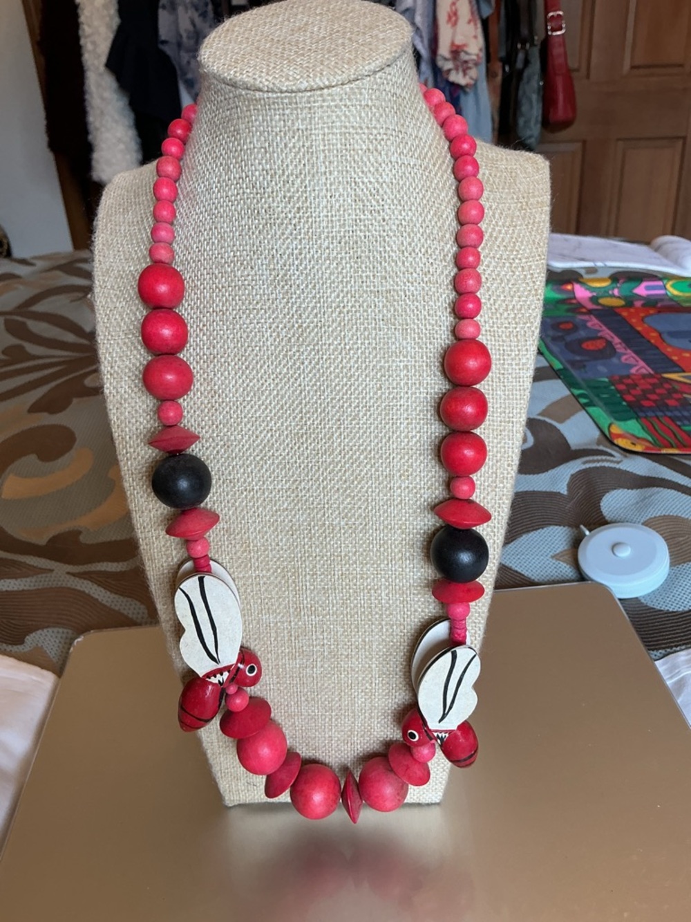 Red and Black Bead  Fetish Necklace